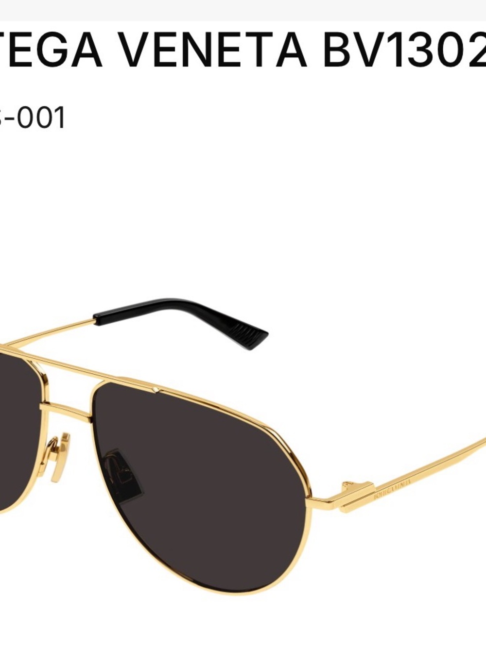 Bottega Veneta Gold Frame Sunglasses with Black Lenses